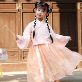 国学服套装 春秋汉服女童超仙古风中国风古装 儿童宝宝明制高端唐装