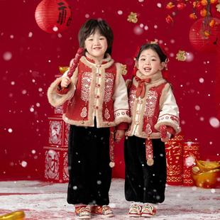 2025年冬季新款加绒汉服明制儿童中国风加厚外套男女同款拜年服