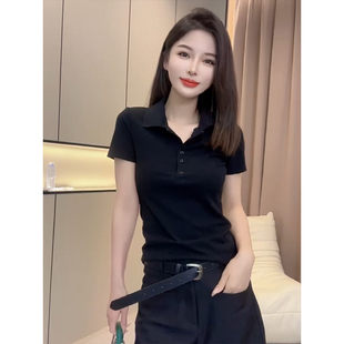 女轻奢高级感显瘦百搭洋气上衣 韩系时尚 减龄polo短袖 衬衫 2025新款