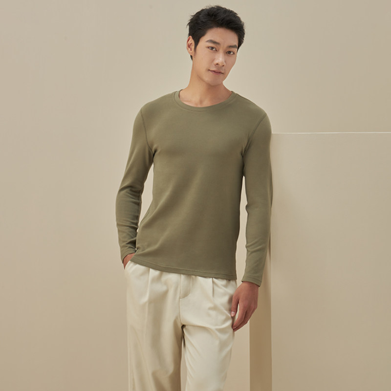 秋衣男士纯棉上衣青少年双面磨毛保暖内衣男款内搭单件打底棉毛衫,女士内衣/男士内衣/家居服,保暖上装,淘宝优惠券,粉丝福利购,淘宝优惠卷
