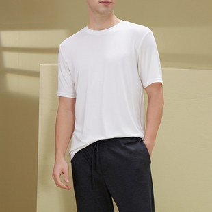 2023年新款 夏季 潮简约圆领白色体恤宽松上衣服 t恤男士 莫代尔短袖