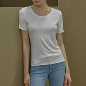款 白色t恤女短袖 莫代尔上衣 潮夏季 圆领修身 ins洋气2023年新款 韩版