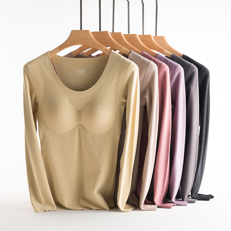 自带胸垫美体塑身紧身保暖内衣