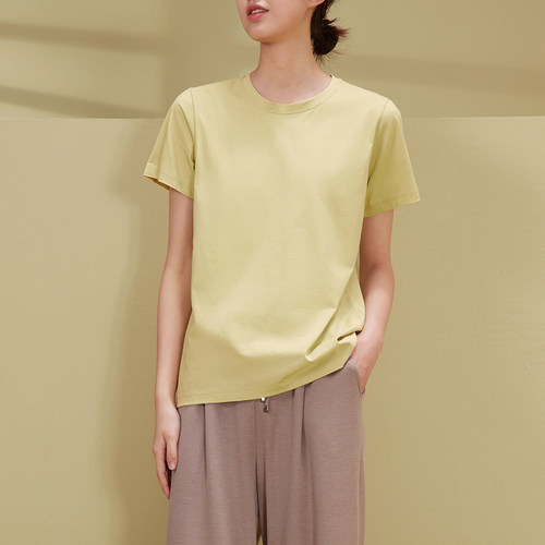 纯棉短袖t恤女夏季大版纯色圆领