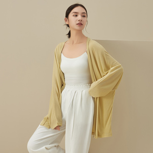 女士夏天空调衫薄款春季外搭上衣莱赛尔宽松慵懒风长袖小开衫外套