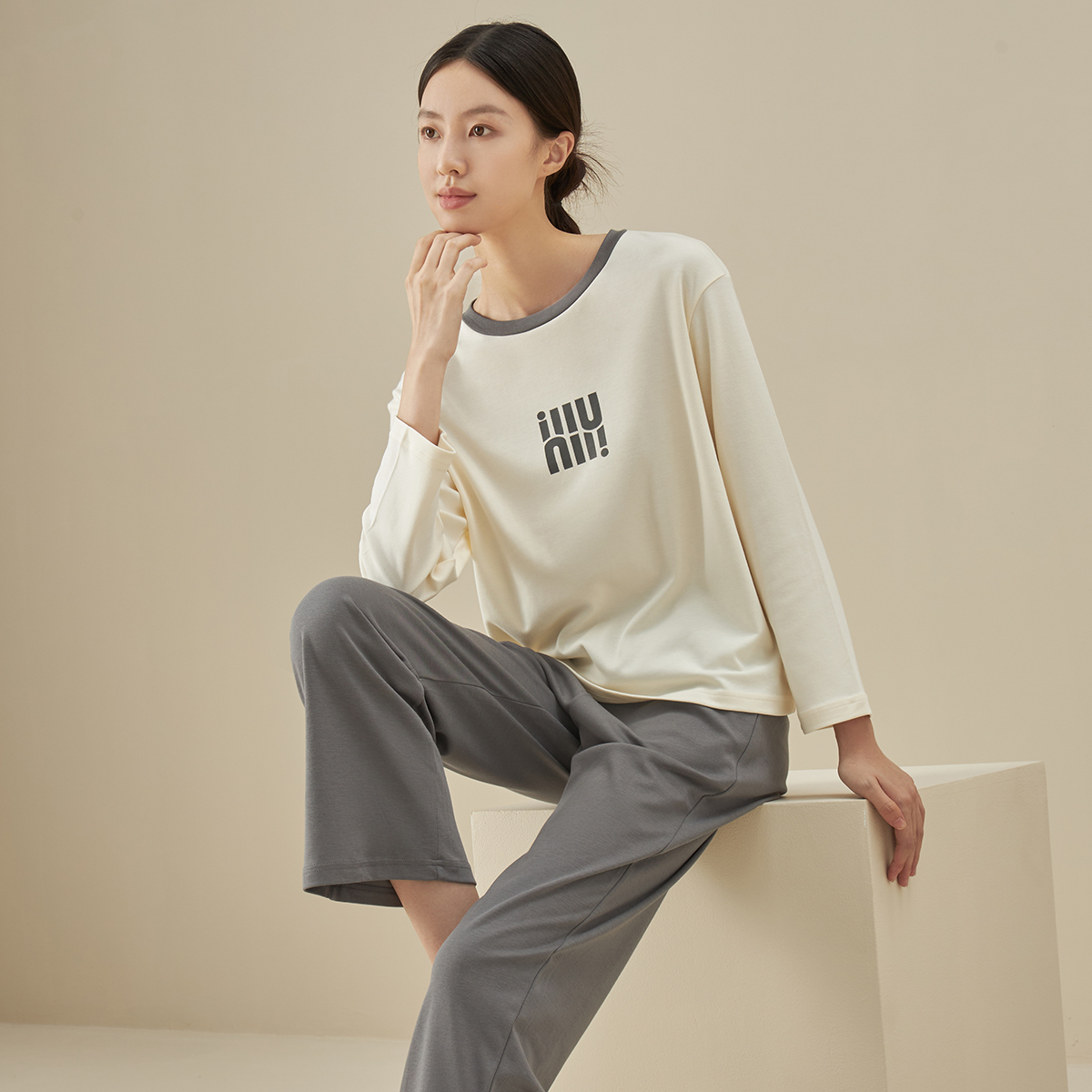 思篇女士印花棉莫代尔家居服套装