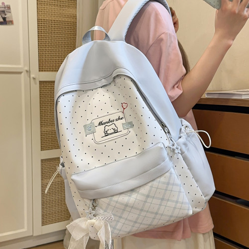 可爱卡通波点双肩包女学生