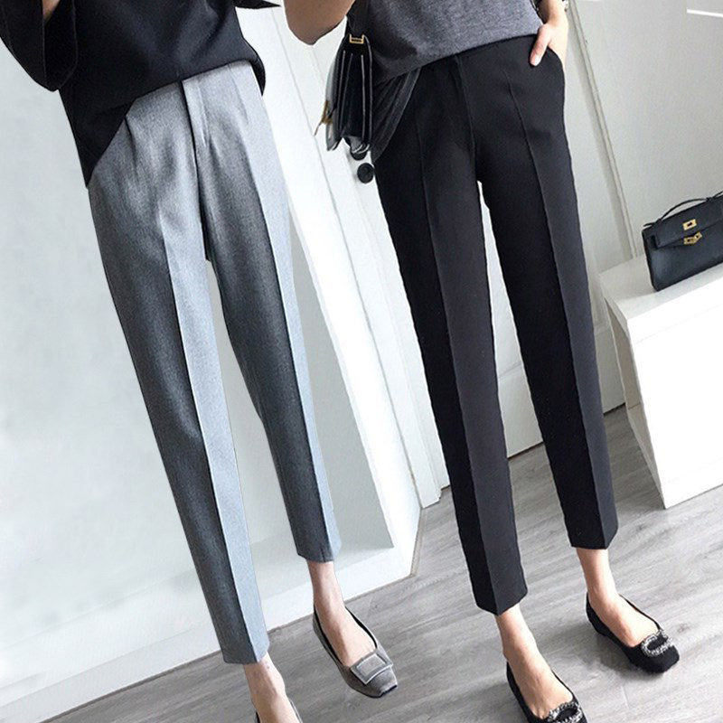 西装哈伦裤女春秋九分高腰2025新款宽松烟管直筒萝卜工装休闲夏季