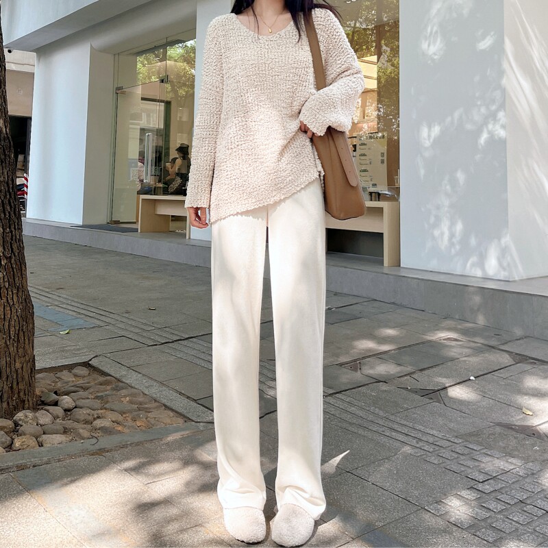 软糯窄版阔腿裤女裤子显瘦直筒2025新款春秋冬垂感小个子慵懒拖地