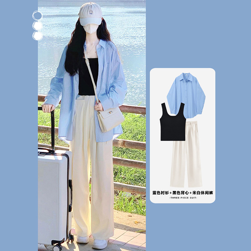 早春女装2026茶系穿搭一整套微胖减龄炸街时尚夏季高级感三件套装
