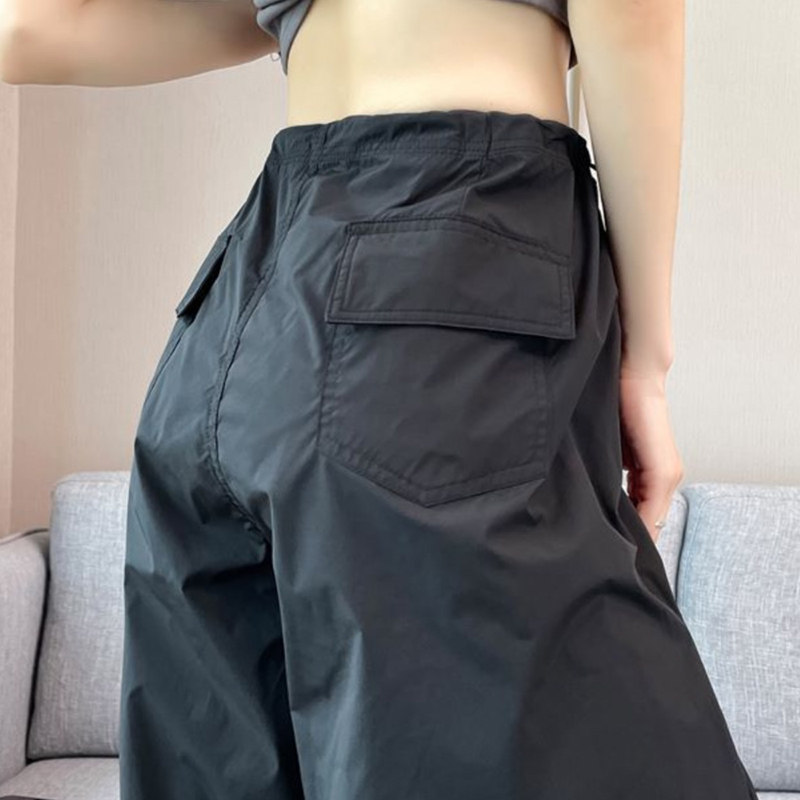 美式黑色工装裤女2025春季新款薄款速干 干爵士舞小个子休闲 冲锋