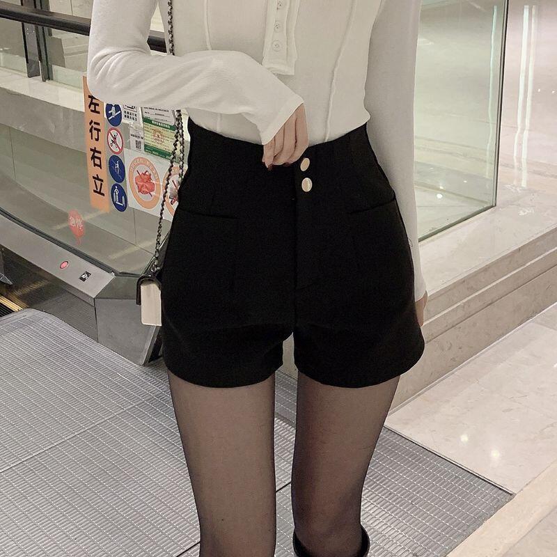 黑色A字西装短裤女显瘦外穿靴裤子2025新款秋冬外穿弹力高腰百搭