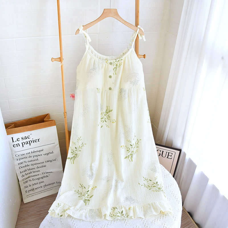 吊带睡裙女士带胸垫夏季薄款厂家批发纯棉纱布文胸一体家居裙睡衣,女士内衣/男士内衣/家居服,睡袍/浴袍,淘宝优惠券,粉丝福利购,淘宝优惠卷