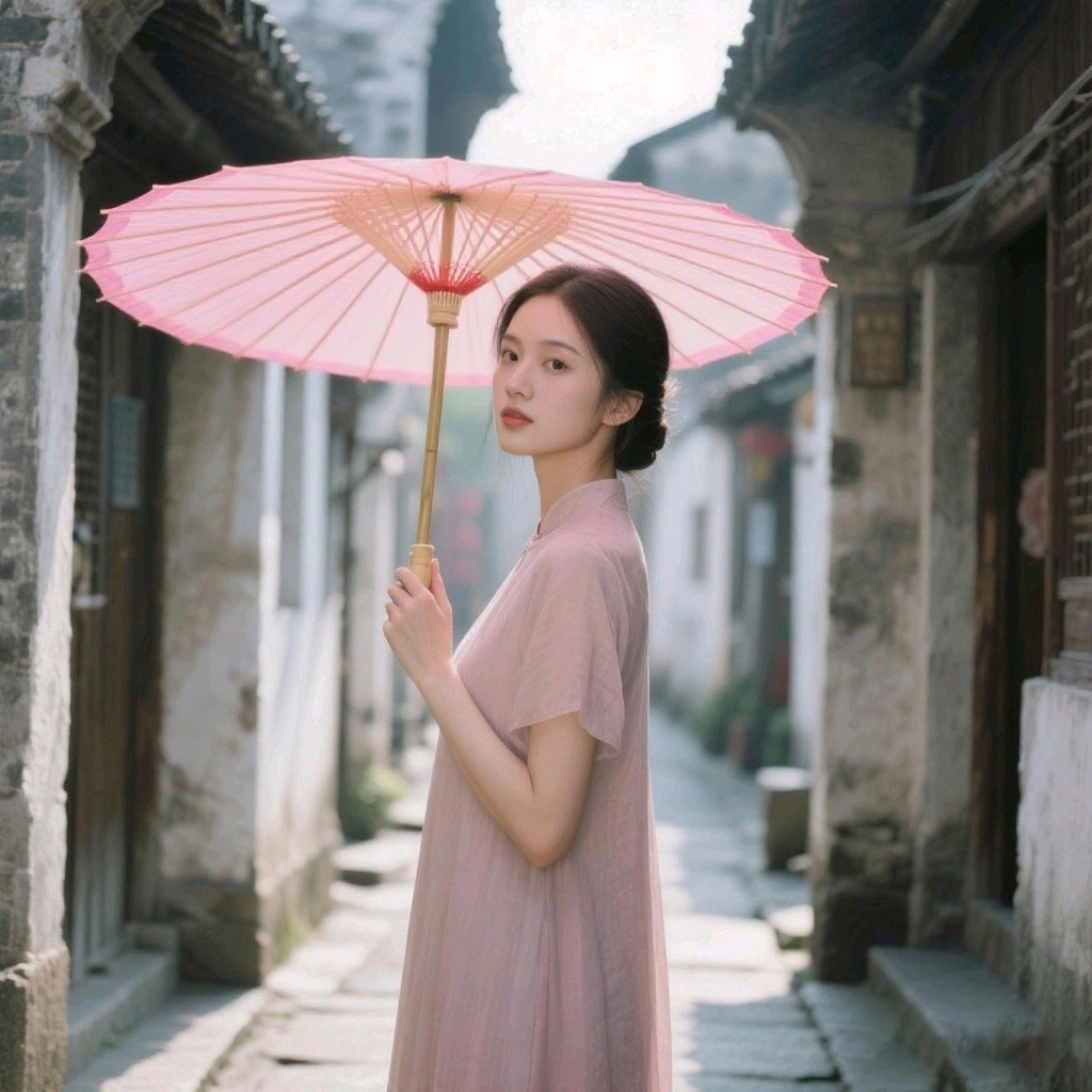 渐变粉晴雨两用摄影拍照古风道具