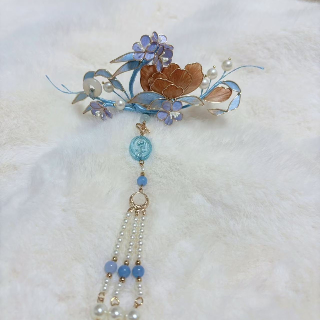 绒花手作饰品国风气质淡雅配饰淑女新中式古韵温柔发夹头饰