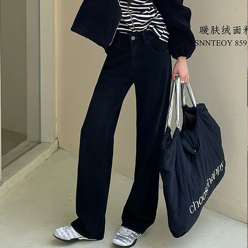 代嘉儿无弹暖肤绒窄版阔腿裤女