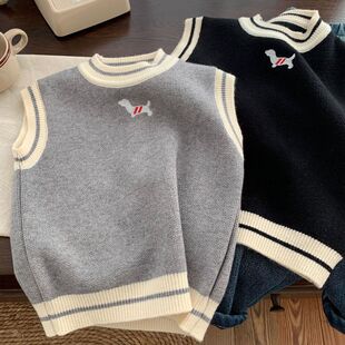 一件代发2026新款春秋季韩系新款童装毛衣针织衫马甲男女童约背心