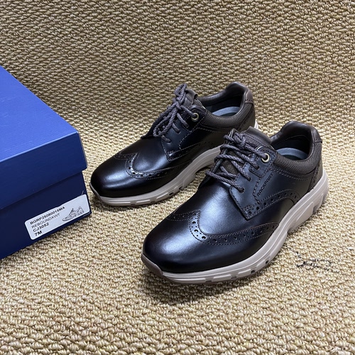 Rockport(乐步)男鞋 男士布洛克皮鞋 真皮缓震厚底商务休闲健步鞋