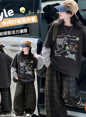 女童加绒卫衣2026新款冬季假两件
