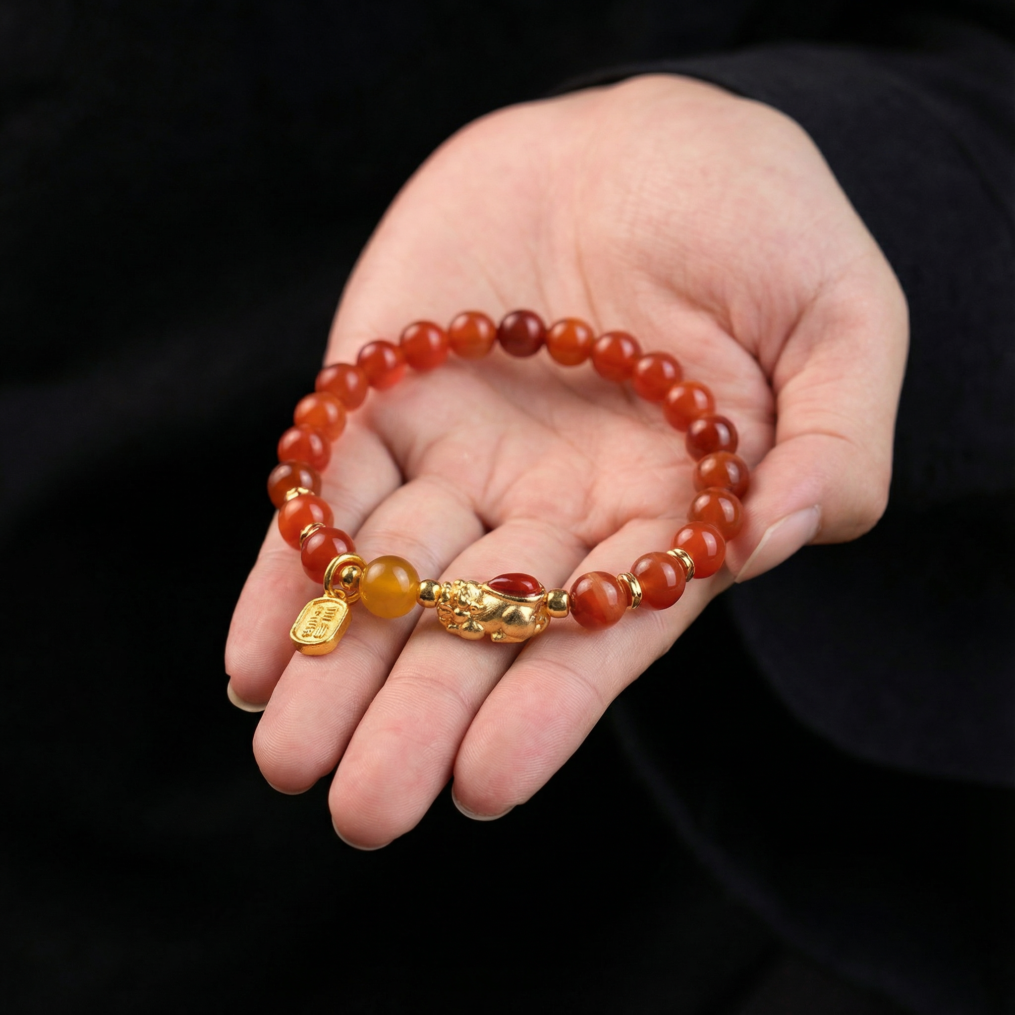 2026年新款天然黄水晶貔貅手串手链手饰南红蜜蜡佛珠转运手链礼物