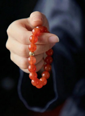 女款2026年新款天然水晶南红玛瑙手饰手串情侣红色手链本命年礼物