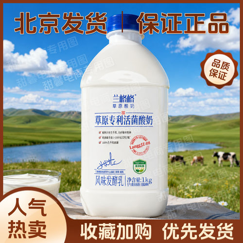 兰格格草原酸奶1kg草原专利活菌风味发酵乳内蒙古酸奶家庭装包邮