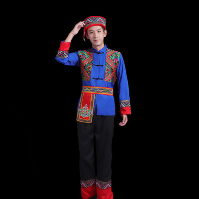 少数民族服装男苗族彝族衣服彝族男士云南葫芦丝表演服土家族壮族
