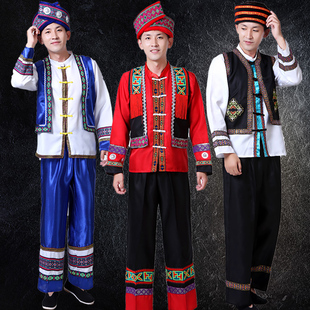 新广西壮族服装 男演出服民族风云南少数民族苗族彝族侗族舞蹈服饰