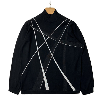 羊毛衫女  半高领精纺毛衣打底黑色深灰色灰白色拼色亮丝冬OL大码