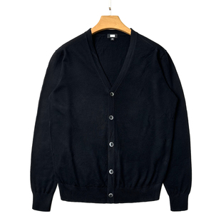 V领开衫毛衣男女 商务通勤精纺美利奴羊毛衫纯羊毛春秋冬外搭大码