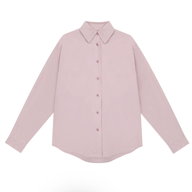 HelloooEat женская рубашка однотонная для офиса 2024 осень-зима французский классический стиль длинный рукав