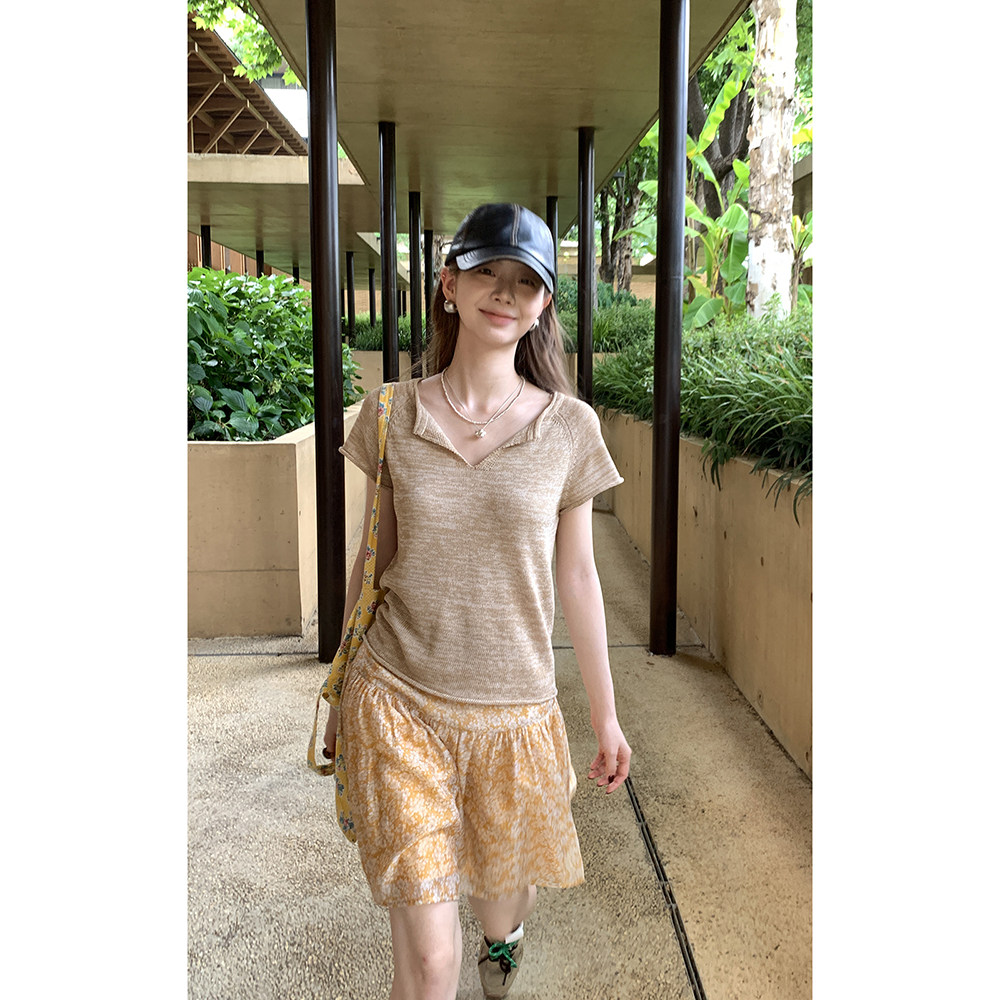 Hellooo Eat дышащая короткая юбка из тенсела с желтым цветочным принтом летняя полусолнце