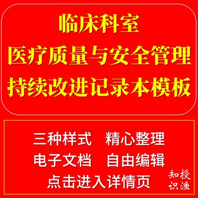 临床科室质量与安全管理工作持续改进记录二三级医院等级评审材料