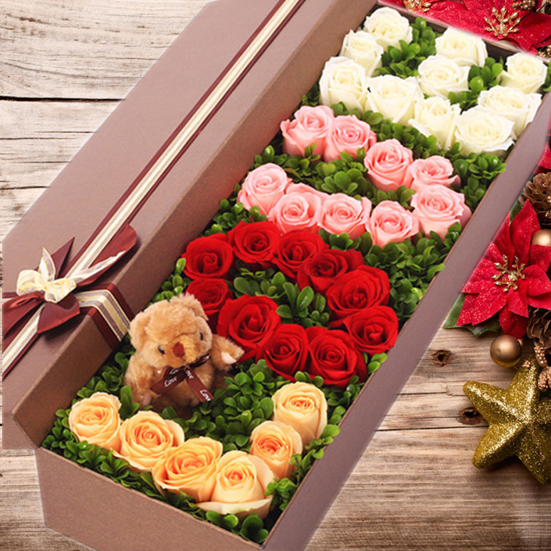 百合玫瑰康乃馨花束礼盒鲜花速递同城配送长春吉林松原通化四平订