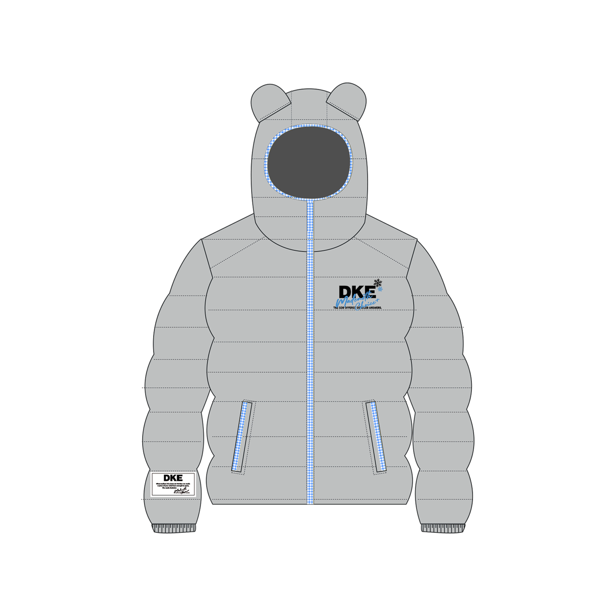 126KID美式格子拼接轻薄连帽排骨羽绒服男女冬季白鸭绒保暖外套