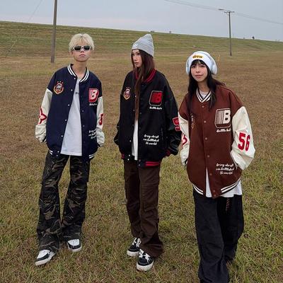 原创徽章拼接撞色棒球服外套