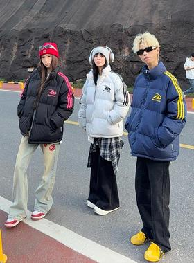 126KID 原创美式复古刺绣棉服男女冬季情侣国潮牌棉衣外套面包服