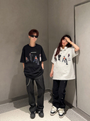 美式 高街幻影人像短袖 T恤男女夏季 126KID 情侣国潮牌上衣半袖 tee