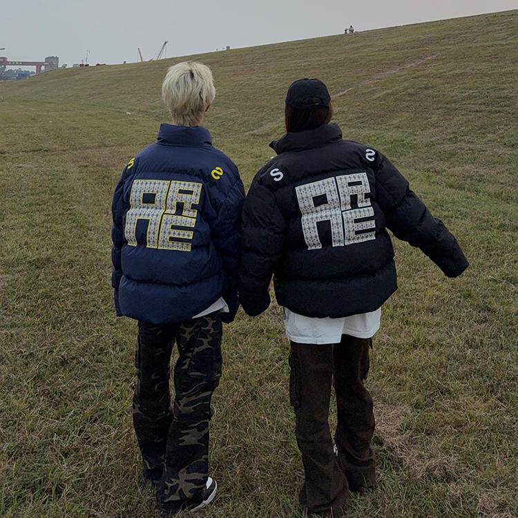 美式复古国潮牌情侣棉服外套