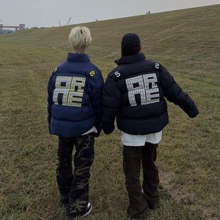 宽松刺绣棉衣面包服男女 复古国潮牌情侣棉服外套冬季 126KID 美式