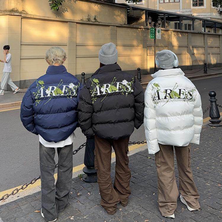 原创美式复古刺绣棉服