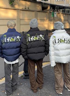 126KID 原创美式复古刺绣棉服男女冬季情侣国潮牌棉衣外套面包服