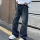 126KID 子 男复古痞帅炸街hiphop裤 美式 高街水洗折痕微直筒牛仔裤