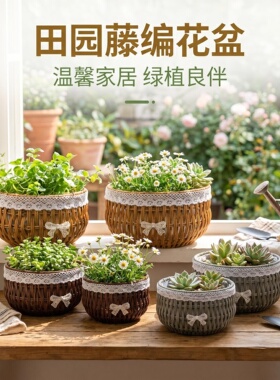 草编提篮花盆两件包邮