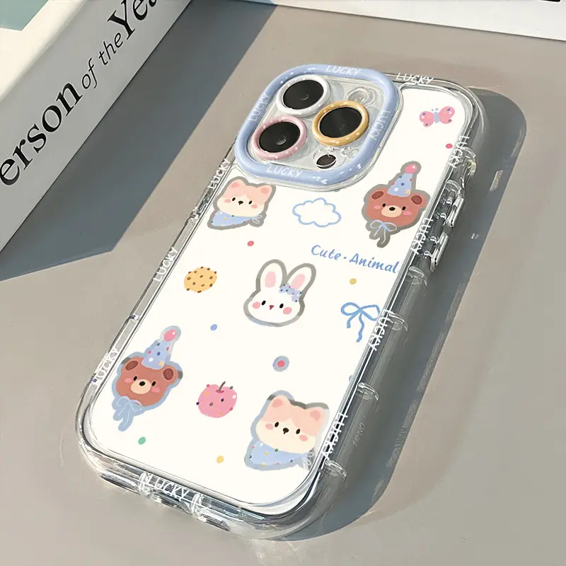 小动物头镜面适用于苹果16pro华为奶油壳oppo苹果15新iPhone14/12