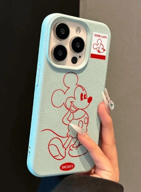 卡通适用iphone16Pro苹果14promax硅胶手机壳13米奇12皮纹15pluss