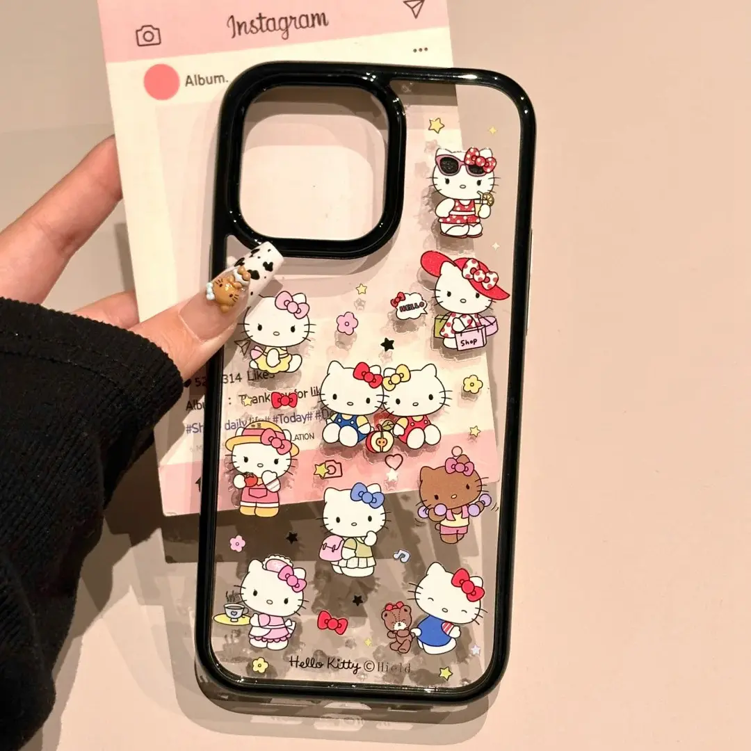 可爱卡通多个KT猫适用苹果16promax手机壳iPhone15保护套14透明12