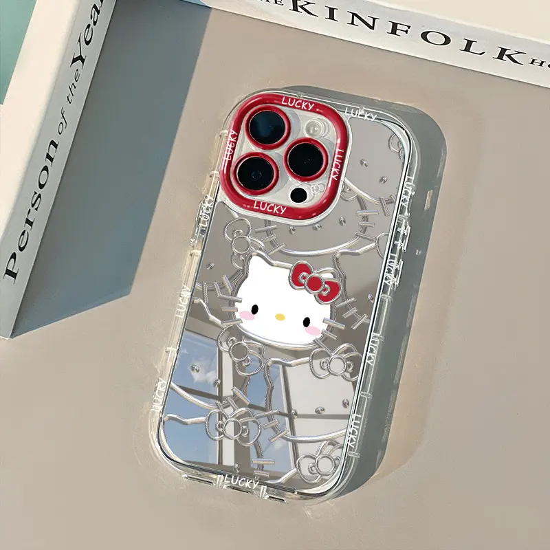 卡通kt猫适用iPhone16promax手机壳苹果14奶油壳12小众创意11镜面