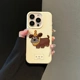 卡通刺绣狗适用苹果16手机壳15promax简约14荔枝纹iphone13mini
