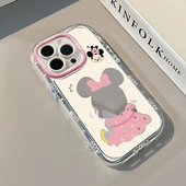 可爱小奇背影适用苹果16手机壳镜面奶油15pro镜面保护套卡通vivo